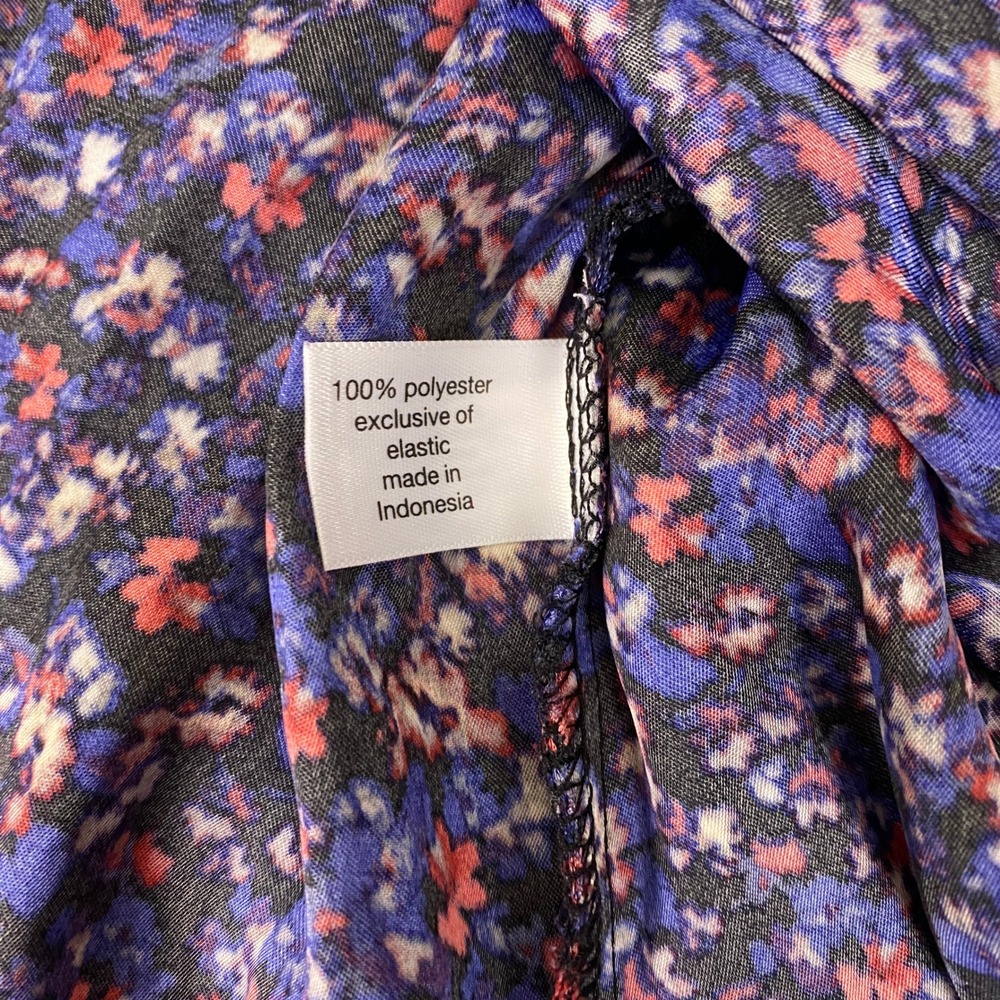 Lane Bryant Blouse Top Women's Size 18 Navy Blue Red Floral Long Sleeve Keyhole - Picture 5 of 9